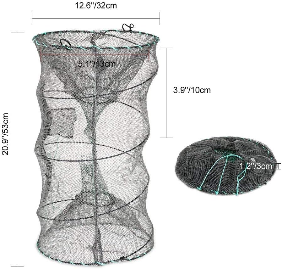 Fishing Bait Trap,2 Packs Crab Trap Minnow Trap Crawfish Trap Lobster Shrimp Collapsible Cast Net Fishing Nets Portable Folded Fishing Accessories,12.6X20.1inches - Image 2
